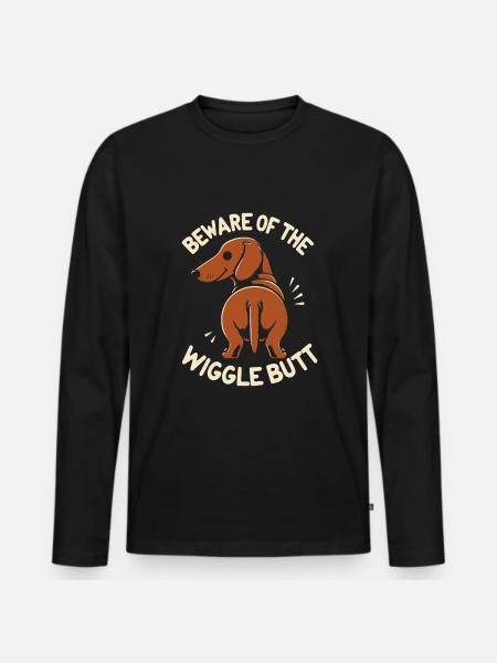 Teckel Wigglebutt - T-shirt manches longues Premium bio Homme - noir