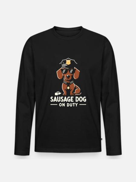 Dackel Polizeidienst Hund - Männer Premium Bio Langarmshirt - Schwarz
