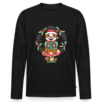 Meerschweinchen Hausmeerschweinchen Weihnachten - Männer Premium Bio Langarmshirt - Schwarz - Vorne - Nico (187cm)