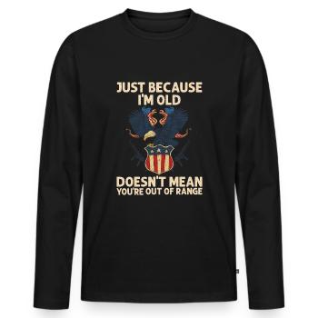 Ce n’est pas parce que je suis vieux que tu n’as plus de - T-shirt manches longues Premium bio Homme - noir - Devant - Nico (187cm)