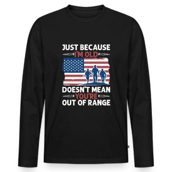 Ce n’est pas parce que je suis vieux que tu n’as plus de - T-shirt manches longues Premium bio Homme - noir - Devant - Nico (187cm)
