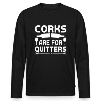 Les bouchons de liège pour femmes sont pour les démissionnaires drôle de boire du vin - T-shirt manches longues Premium bio Homme - noir - Devant - Nico (187cm)
