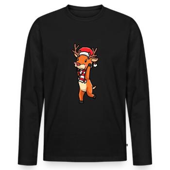 Émoticône de renne Noël Noël - T-shirt manches longues Premium bio Homme - noir - Devant - Nico (187cm)