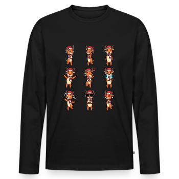 Émoticône de renne Noël Noël - T-shirt manches longues Premium bio Homme - noir - Devant - Nico (187cm)