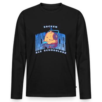 Gaming Gamer Gift Saying Gaming - Men's Premium Organic Long Sleeve Shirt - black - Front - Nico (187cm)