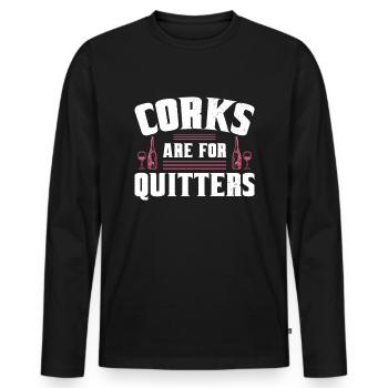 Les bouchons de liège pour femmes sont pour les démissionnaires drôle de boire du vin - T-shirt manches longues Premium bio Homme - noir - Devant - Nico (187cm)