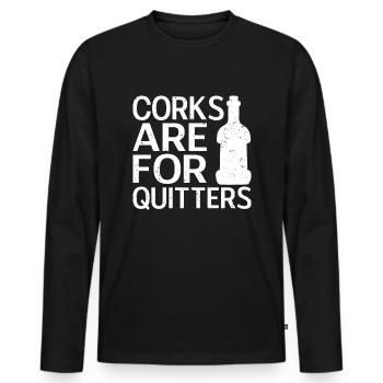 Les bouchons de liège pour femmes sont pour les démissionnaires drôle de boire du vin - T-shirt manches longues Premium bio Homme - noir - Devant - Nico (187cm)