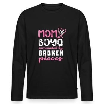 Mutter Von Jungen, Umgeben Von Scherben Mütter - Männer Premium Bio Langarmshirt - Schwarz - Vorne - Nico (187cm)
