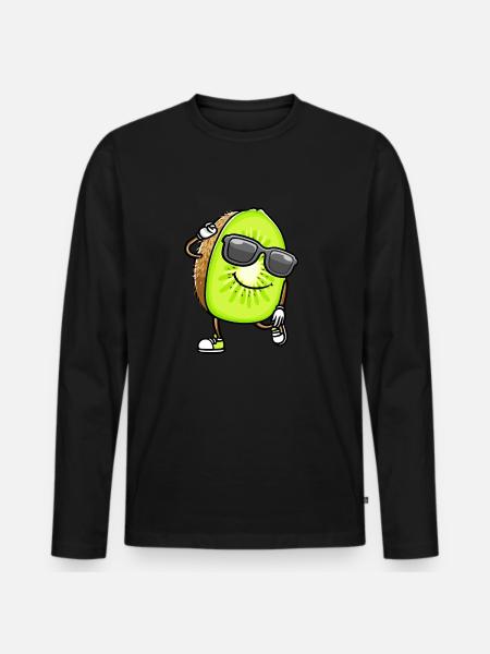 Dancing Kiwi with sunglasses - Men's Premium Organic Long Sleeve Shirt - black