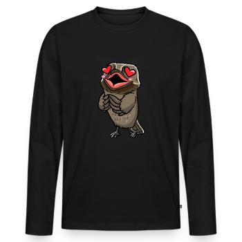Daytime Sleeper Bird Kawaii Emoticon - Men's Premium Organic Long Sleeve Shirt - black - Front - Nico (187cm)