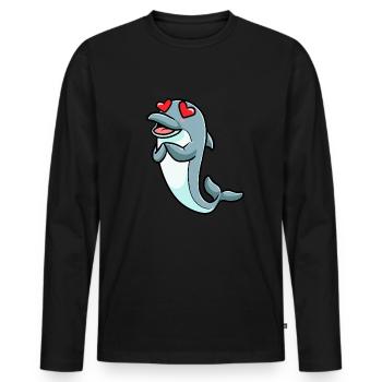 Émoticône de dauphin - T-shirt manches longues Premium bio Homme - noir - Devant - Nico (187cm)