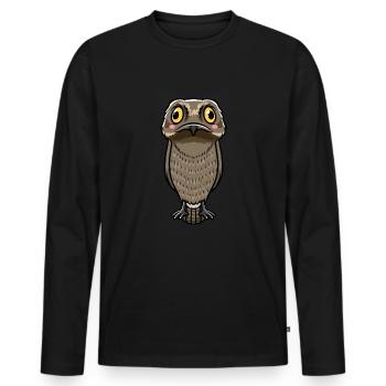 Daytime Sleeper Bird Kawaii Emoticon - Men's Premium Organic Long Sleeve Shirt - black - Front - Nico (187cm)