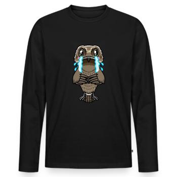Daytime Sleeper Bird Kawaii Emoticon - Men's Premium Organic Long Sleeve Shirt - black - Front - Nico (187cm)