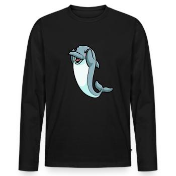 Émoticône de dauphin - T-shirt manches longues Premium bio Homme - noir - Devant - Nico (187cm)