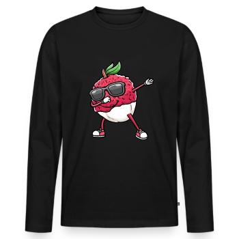 Tanzende Litschi Mit Sonnenbrille Litschis - Männer Premium Bio Langarmshirt - Schwarz - Vorne - Nico (187cm)