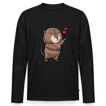 Niedliche Bisamratte - Männer Premium Bio Langarmshirt - Schwarz - Vorne - Nico (187cm)