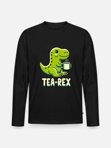 TEA-REX - Dinosaur Tea - Men's Premium Organic Long Sleeve Shirt - black