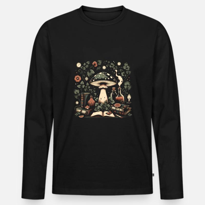 Goblincore-Pilze - Männer Premium Bio Langarmshirt - Schwarz