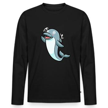 Émoticône de dauphin - T-shirt manches longues Premium bio Homme - noir - Devant - Nico (187cm)