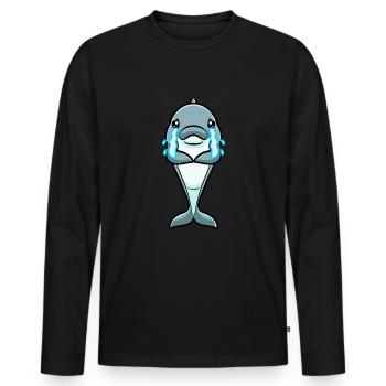 Delfin Emoticon - Männer Premium Bio Langarmshirt - Schwarz - Vorne - Nico (187cm)
