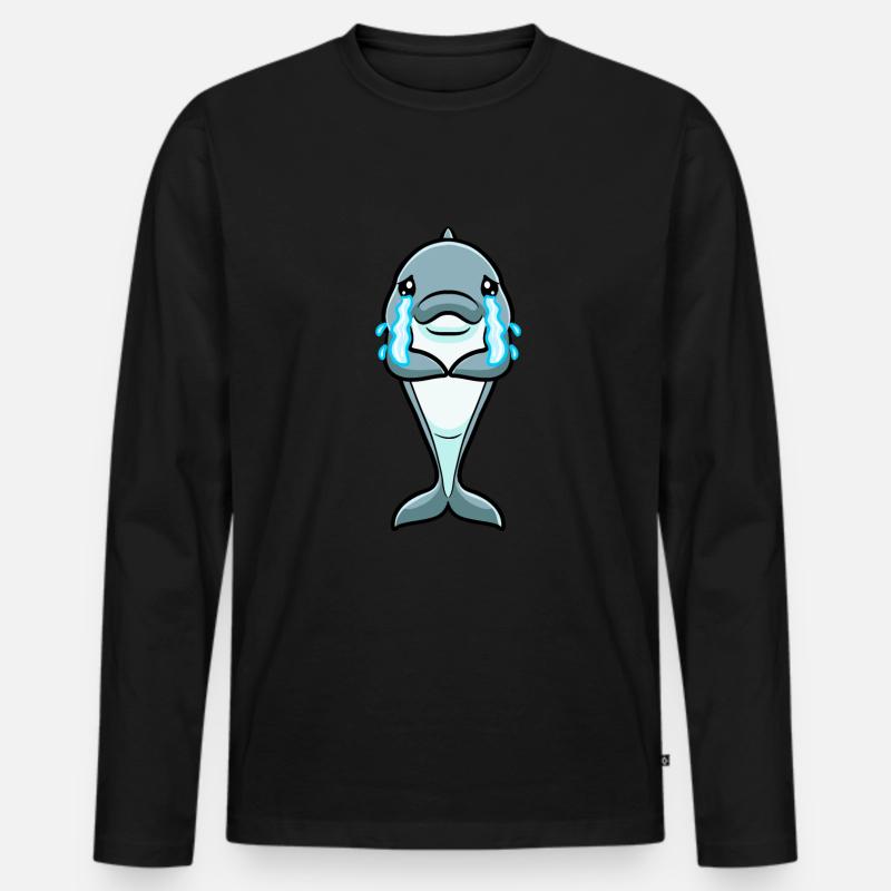 Delfin Emoticon - Männer Premium Bio Langarmshirt - Schwarz