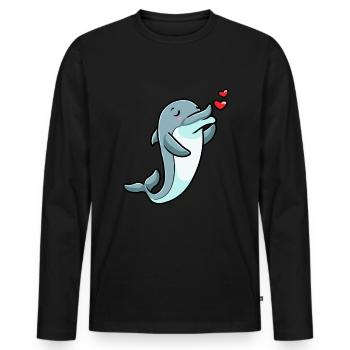 Émoticône de dauphin - T-shirt manches longues Premium bio Homme - noir - Devant - Nico (187cm)