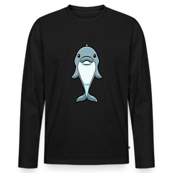 Émoticône de dauphin - T-shirt manches longues Premium bio Homme - noir - Devant - Nico (187cm)