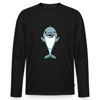 Émoticône de dauphin - T-shirt manches longues Premium bio Homme - noir - Devant - Nico (187cm)