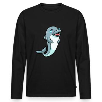 Émoticône de dauphin - T-shirt manches longues Premium bio Homme - noir - Devant - Nico (187cm)