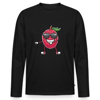 Tanzende Litschi Mit Sonnenbrille Litschis - Männer Premium Bio Langarmshirt - Schwarz - Vorne - Nico (187cm)
