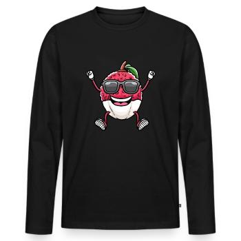 Tanzende Litschi Mit Sonnenbrille Litschis - Männer Premium Bio Langarmshirt - Schwarz - Vorne - Nico (187cm)
