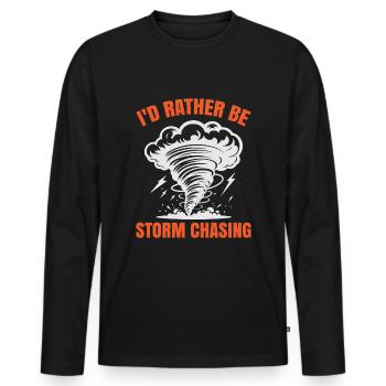 Je préférerais être Storm Chasing Tornado Hurricane - T-shirt manches longues Premium bio Homme - noir - Devant - Nico (187cm)