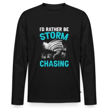 Je préférerais être Storm Chasing Tornado Hurricane - T-shirt manches longues Premium bio Homme - noir - Devant - Nico (187cm)