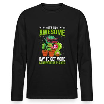 Fantastic day for carnivorous plants - Men's Premium Organic Long Sleeve Shirt - black - Front - Nico (187cm)