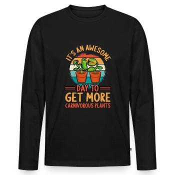 Fantastic day for carnivorous plants - Men's Premium Organic Long Sleeve Shirt - black - Front - Nico (187cm)