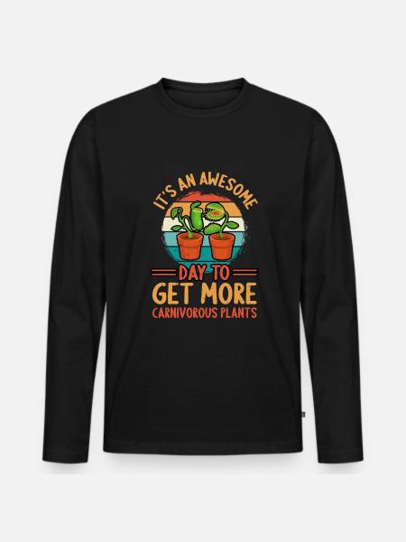 Fantastischer Tag Für Fleischfressende Pflanzen - Männer Premium Bio Langarmshirt - Schwarz