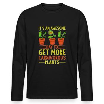 Fantastic day for carnivorous plants - Men's Premium Organic Long Sleeve Shirt - black - Front - Nico (187cm)