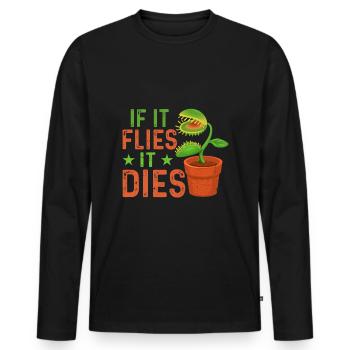 Wenn Es Fliegt, Stirbt Es Fleischfressendes - Männer Premium Bio Langarmshirt - Schwarz - Vorne - Nico (187cm)