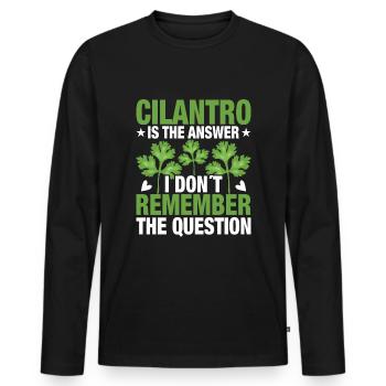 Je déteste la coriandre, je plaisante, la coriandre - T-shirt manches longues Premium bio Homme - noir - Devant - Nico (187cm)