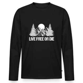 Live Free or Die Retro Nature Vintage New - Men's Premium Organic Long Sleeve Shirt - black - Front - Nico (187cm)