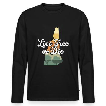 Live Free or Die Retro Nature Vintage New - Men's Premium Organic Long Sleeve Shirt - black - Front - Nico (187cm)