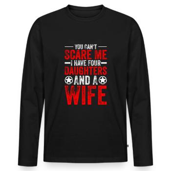 Tu ne peux pas me faire peur, j’en ai quatre - T-shirt manches longues Premium bio Homme - noir - Devant - Nico (187cm)