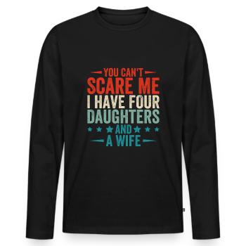 Tu ne peux pas me faire peur, j’en ai quatre - T-shirt manches longues Premium bio Homme - noir - Devant - Nico (187cm)
