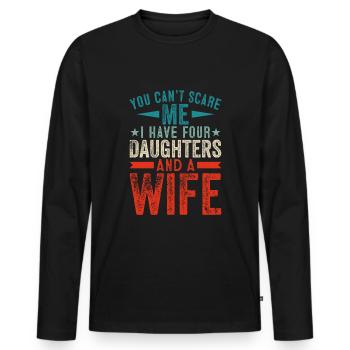 Tu ne peux pas me faire peur, j’en ai quatre - T-shirt manches longues Premium bio Homme - noir - Devant - Nico (187cm)