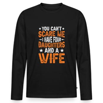 Tu ne peux pas me faire peur, j’en ai quatre - T-shirt manches longues Premium bio Homme - noir - Devant - Nico (187cm)