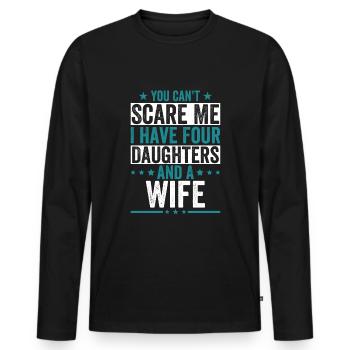 Tu ne peux pas me faire peur, j’en ai quatre - T-shirt manches longues Premium bio Homme - noir - Devant - Nico (187cm)