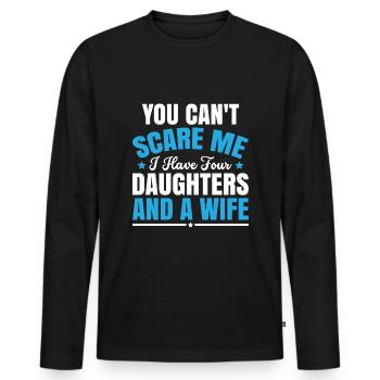 Tu ne peux pas me faire peur, j’en ai quatre - T-shirt manches longues Premium bio Homme - noir - Devant - Nico (187cm)