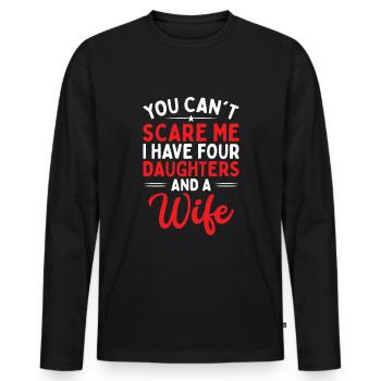 Tu ne peux pas me faire peur, j’en ai quatre - T-shirt manches longues Premium bio Homme - noir - Devant - Nico (187cm)