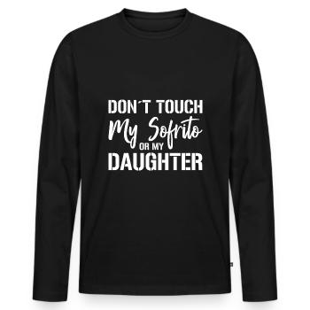 Design « Ne touchez pas à mon Sofrito ou à ma fille » - T-shirt manches longues Premium bio Homme - noir - Devant - Nico (187cm)