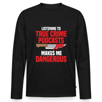 True Crime Podcast Détective Tueur en série Émission de télévision - T-shirt manches longues Premium bio Homme - noir - Devant - Nico (187cm)